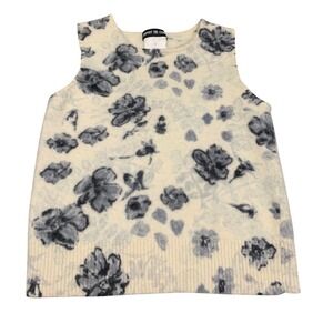 Vintage Esprit De Corp Floral Angora Lambswool Sweater Vest Cream Grey Size M